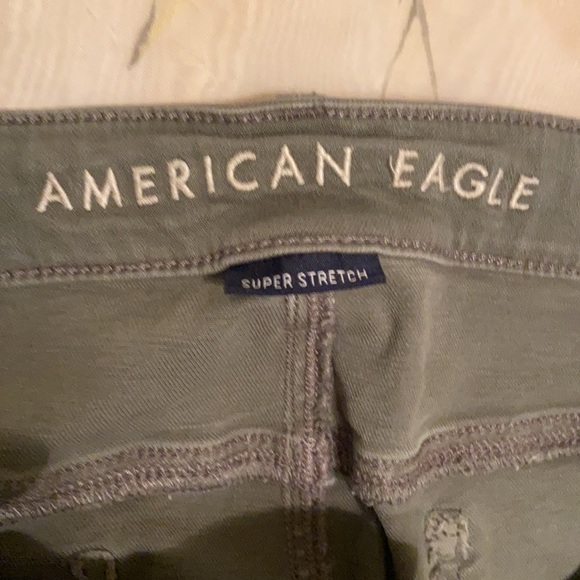 AMERICAN EAGLE Olive Green Moto Skinny Jeans Jegging - Picture 8 of 11